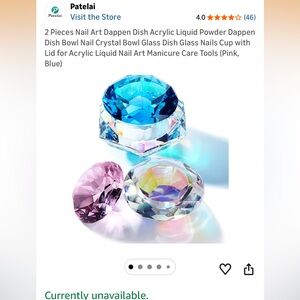 NWT Pink Crystal Dappen Dish for Nail Art